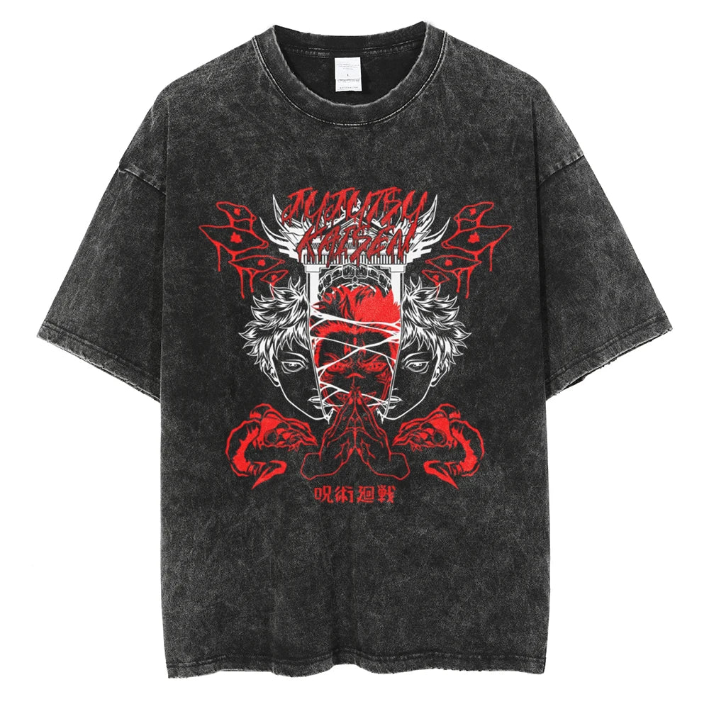 Jujutsu Kaisen Sukuna Vessels of Power Oversized Vintage T-Shirt