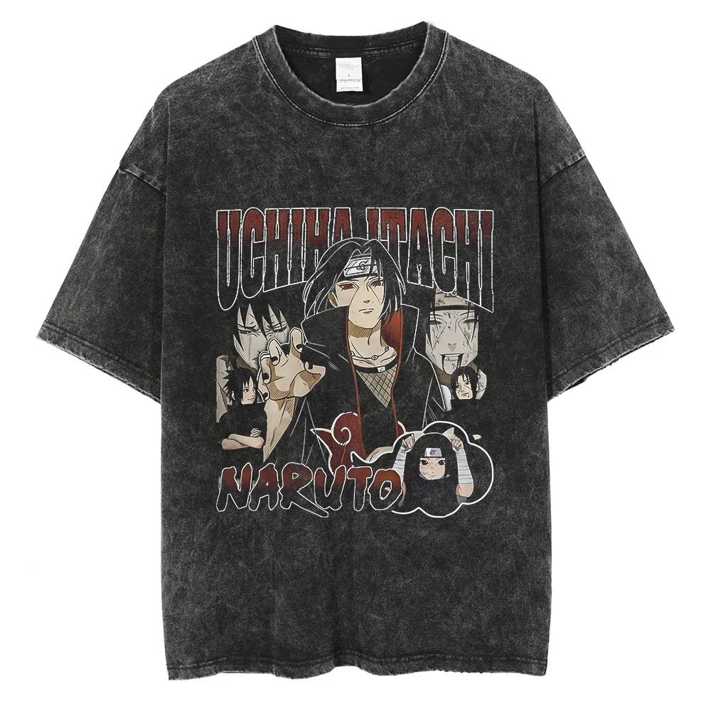 Naruto Itachi Eternal Mangekyo Oversized Vintage T-Shirt