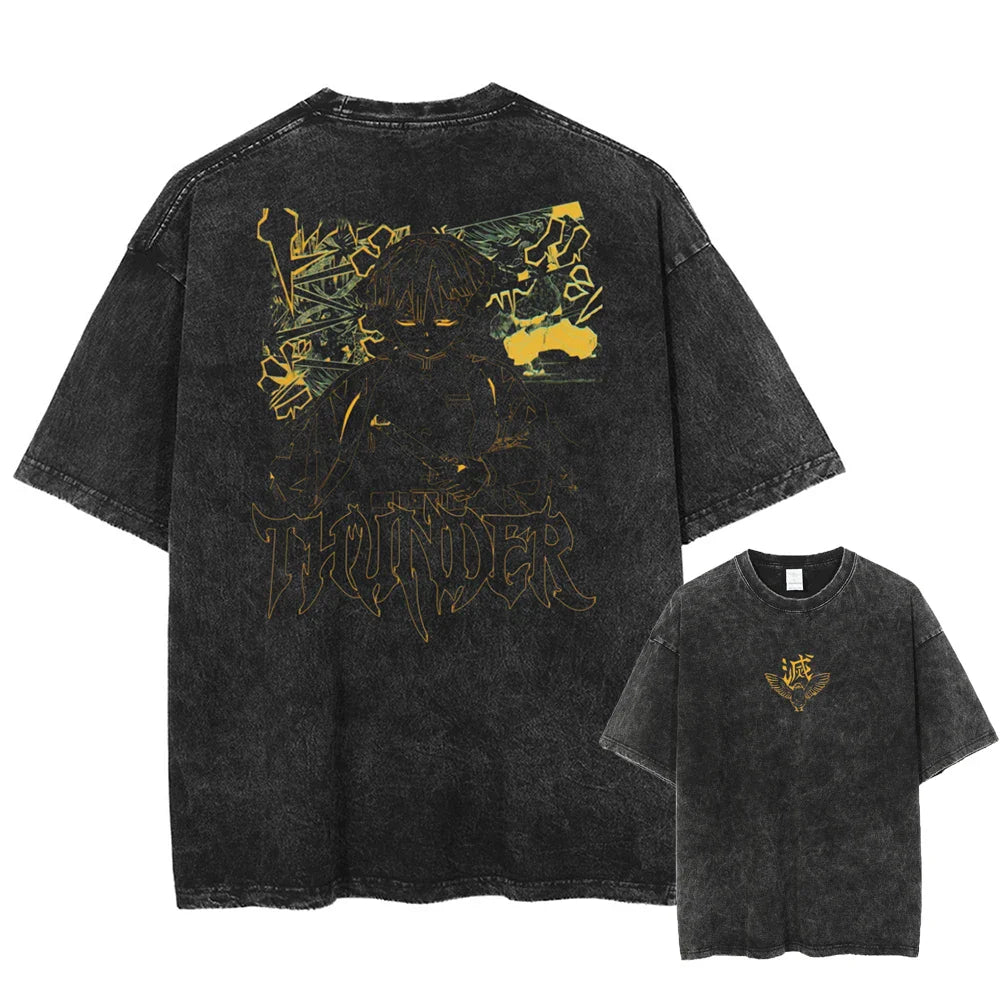 Demon Slayer Zenitsu Thunder Breathing Master Oversized Vintage T-Shirt
