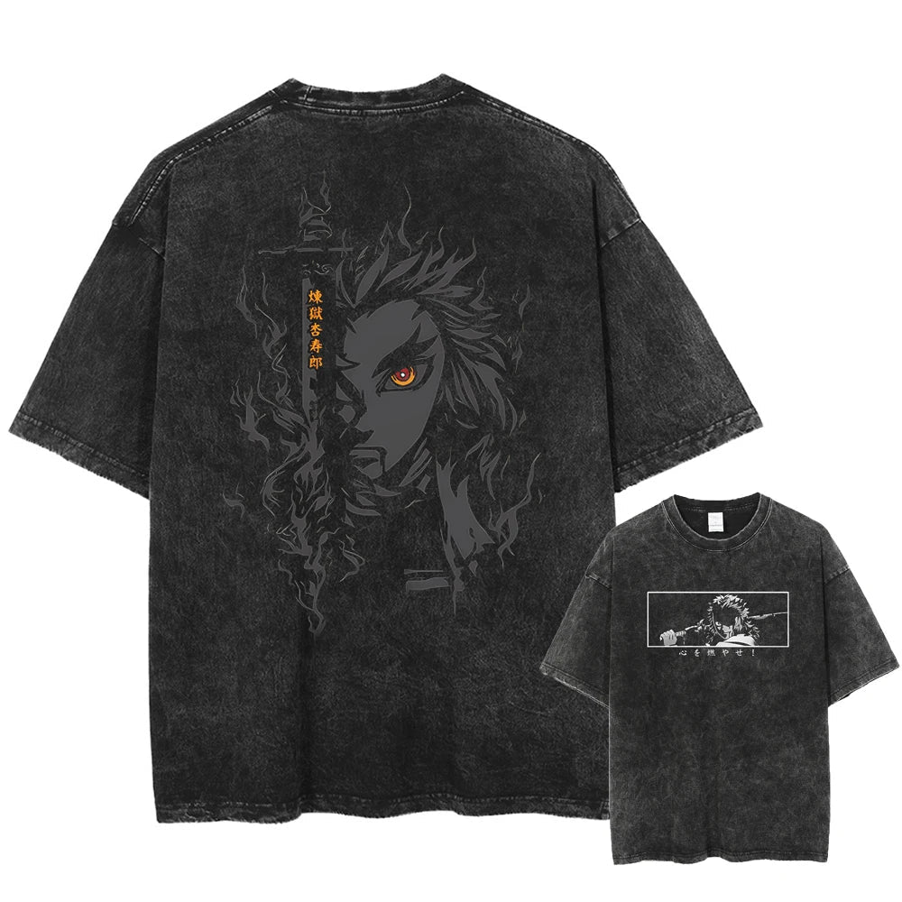 Demon Slayer Rengoku Blazing Spirit Oversized Vintage T-Shirt