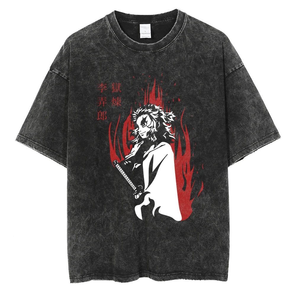 Demon Slayer Rengoku Unwavering Flame oversized Vintage T-Shirt