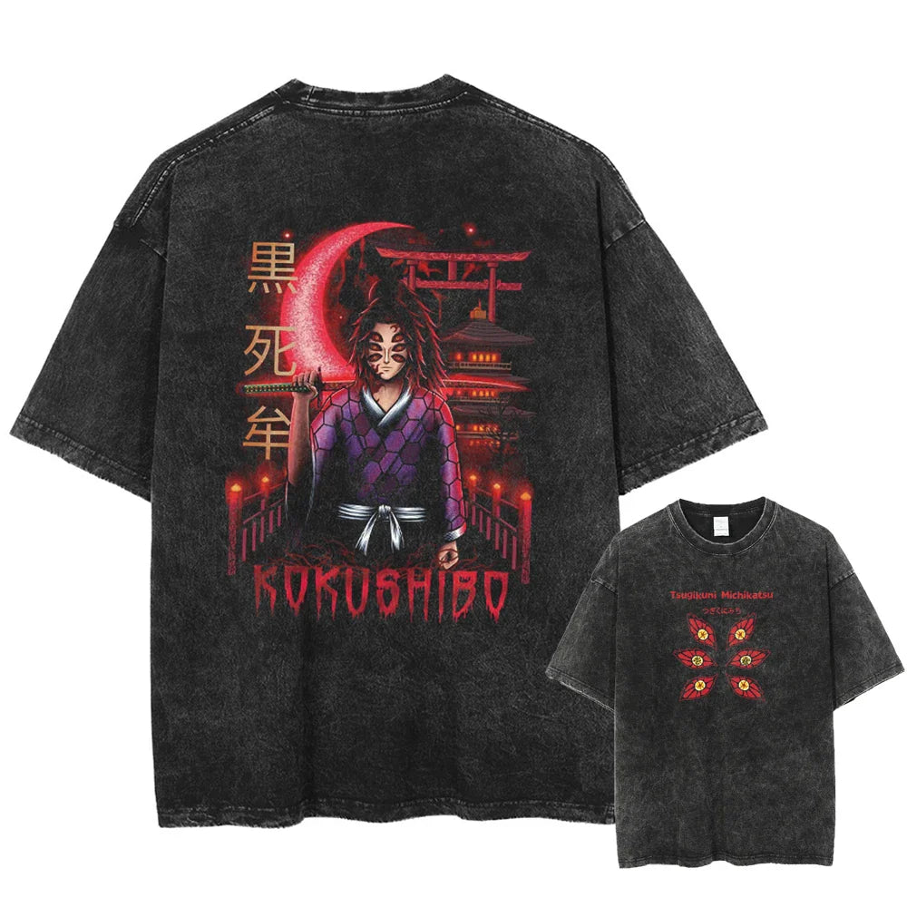 Demon Slayer Kokushibo Upper Moon One Oversized Vintage T-Shirt