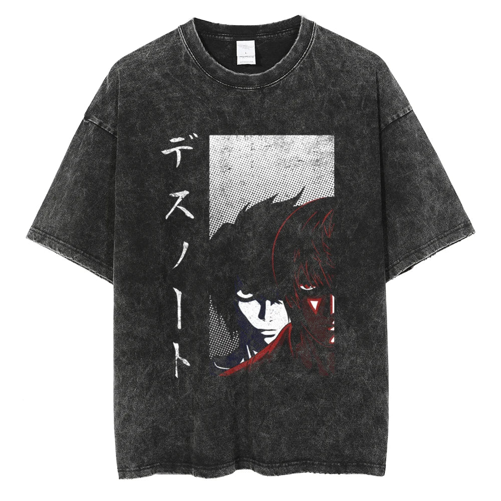 Death Note Light & L Mastermind Duel Oversized Vintage T-Shirt