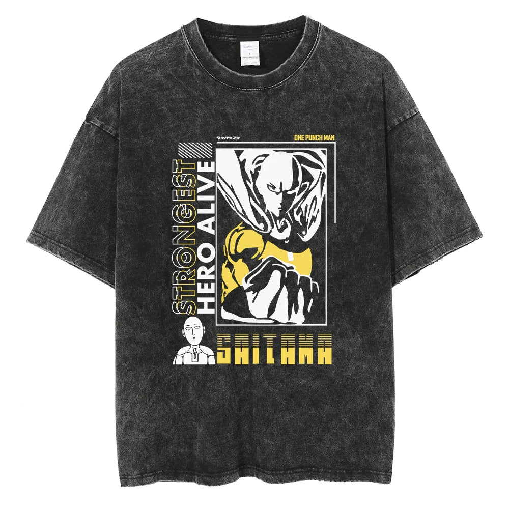 One Punch Man Saitama One Punch Maniac Vintage T-Shirt